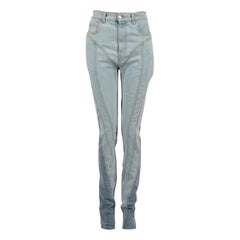 Mugler Blue Mid-Rise Spiral Skinny Jeans Taille M