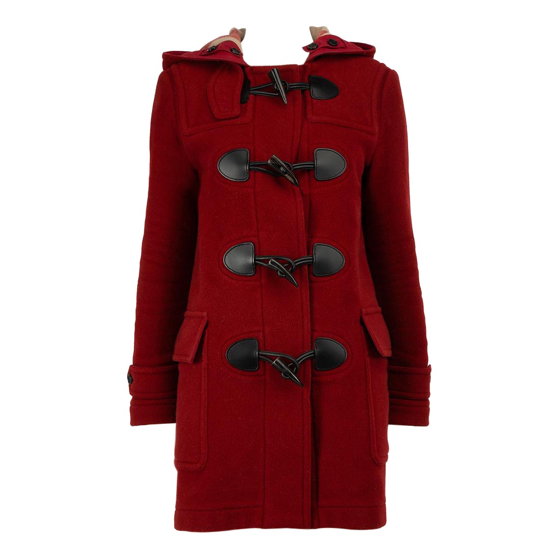Burberry Red Wool The Mersey Peacoat Size S For Sale