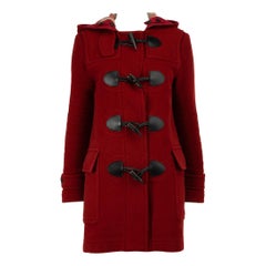 Used Burberry Red Wool The Mersey Peacoat Size S