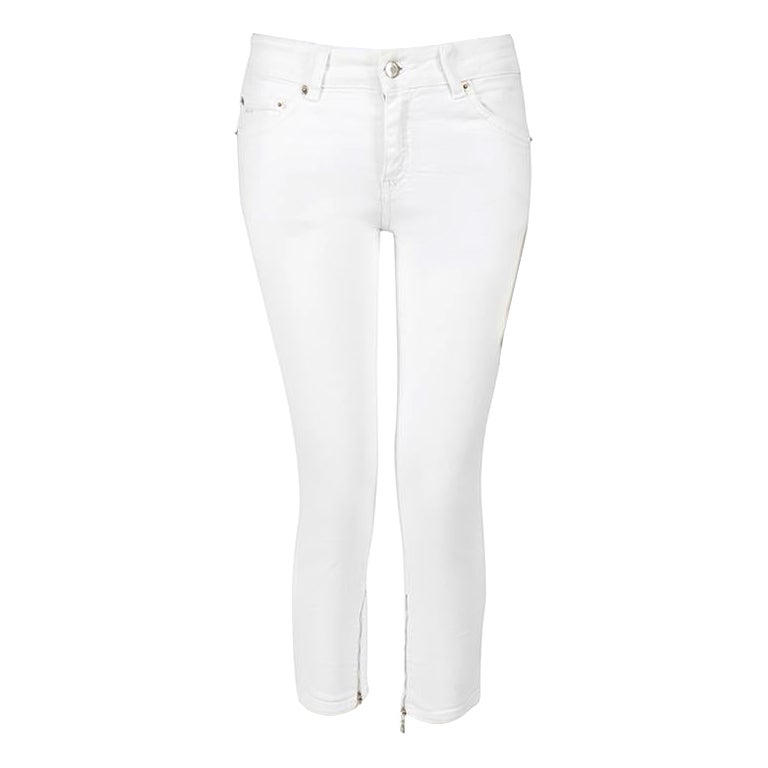 Prada White Skinny Cropped Leg Jeans Size S en vente