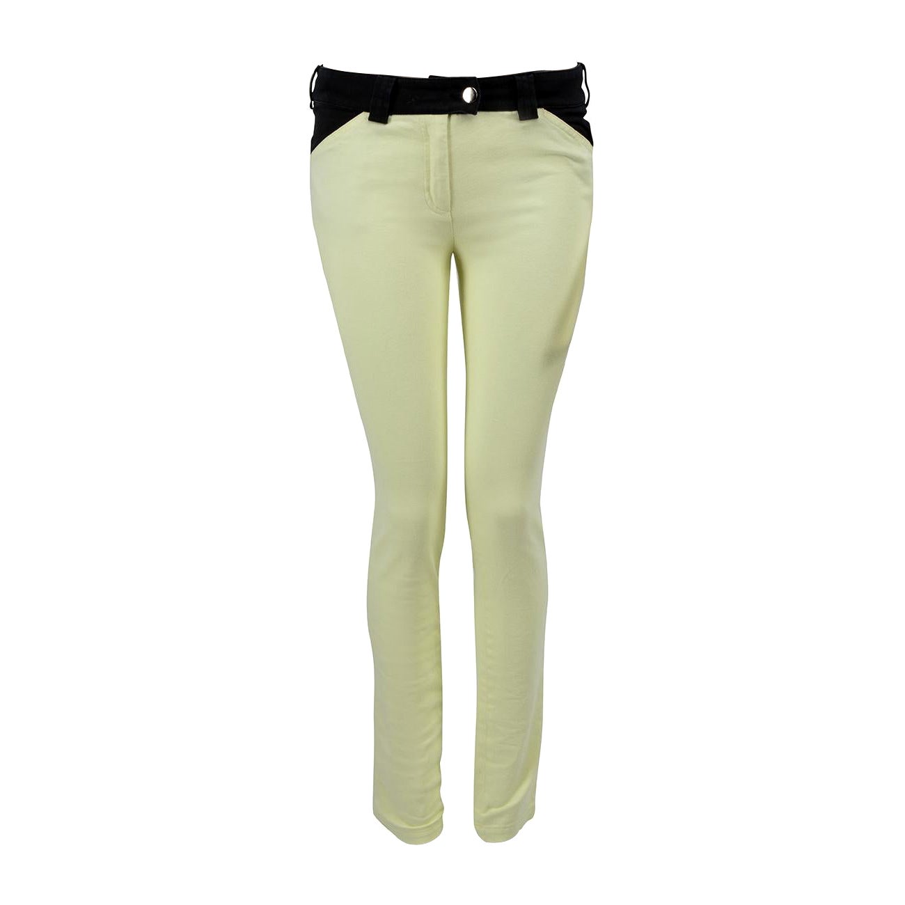Balenciaga Yellow Contrast Waistband Skinny Jeans Size M For Sale