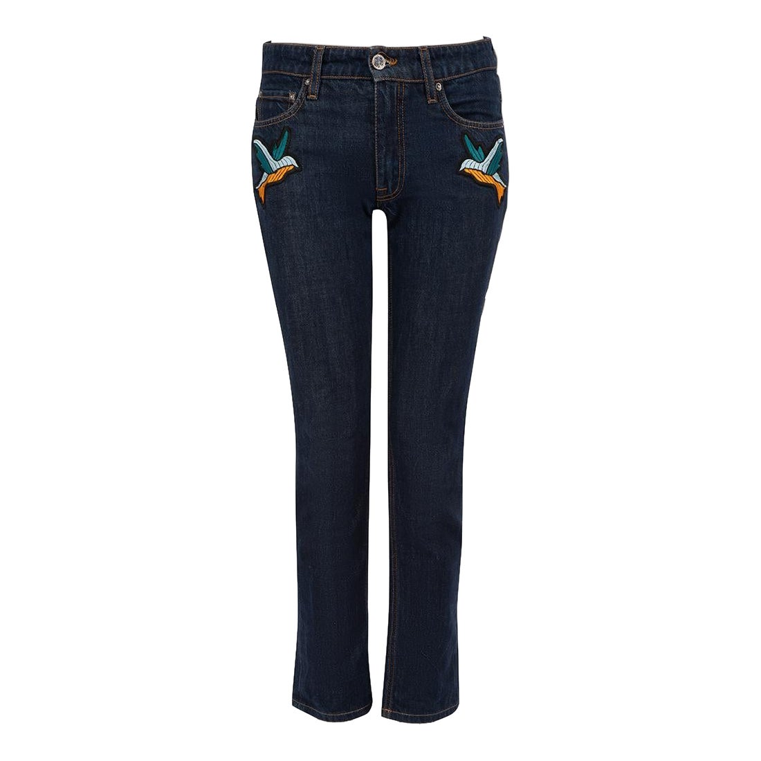 Victoria Beckham Blue Denim Low-Rise Slim Jeans Size S For Sale