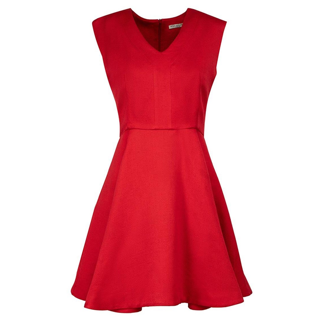 Emilia Wickstead Red Textured Mini Dress Size M For Sale