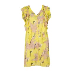 Zadig & Voltaire Yellow Floral Ruffle Mini Dress Size XS