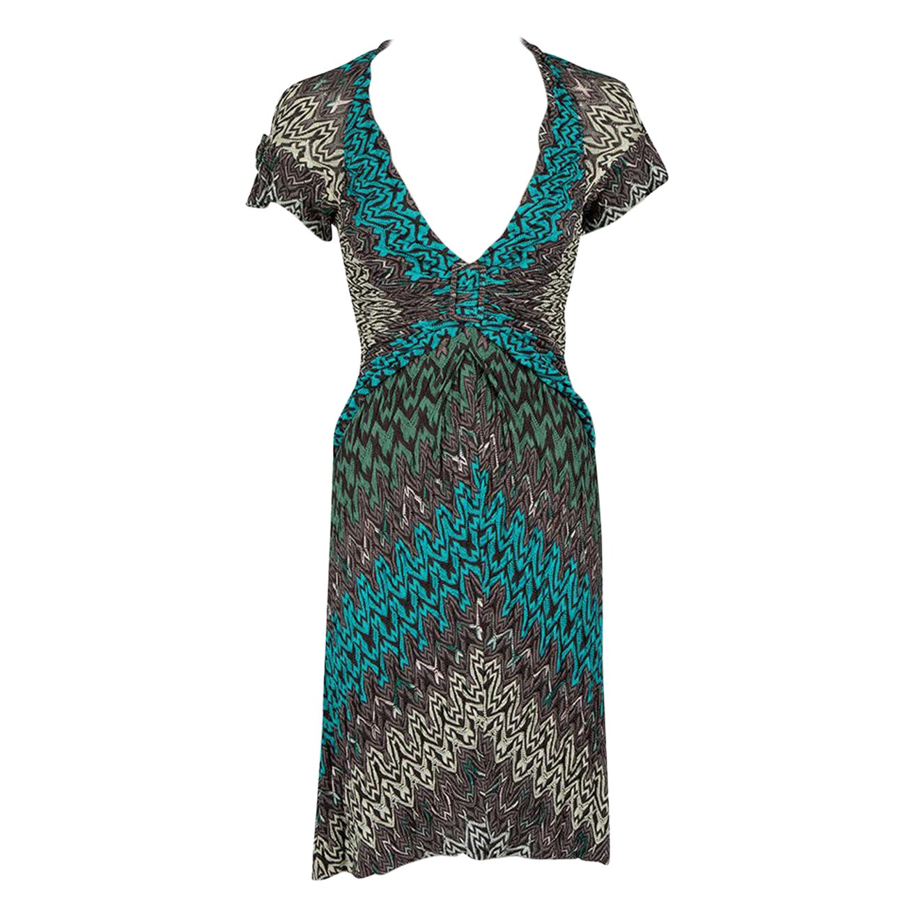 Missoni Zig Zag Pattern Ruched Dress Size S For Sale