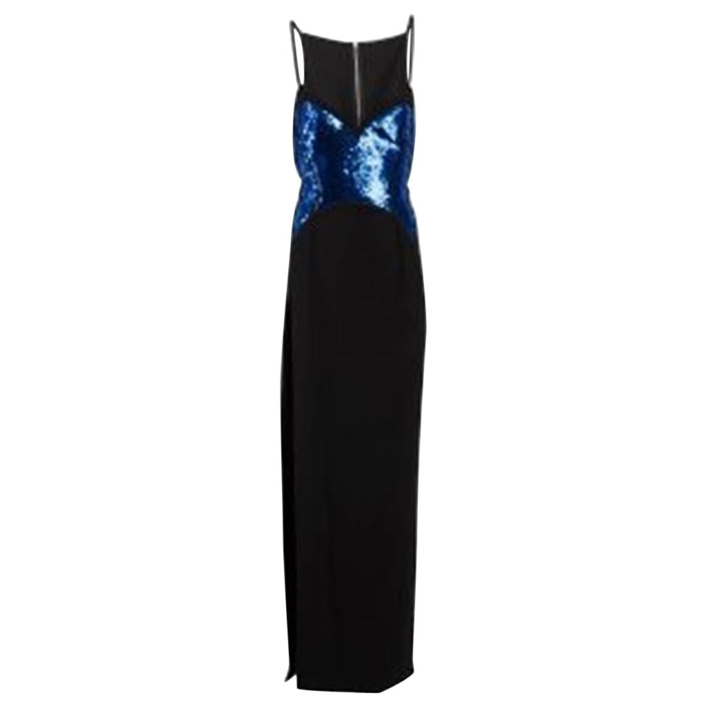 Mugler Black Sequinned Evening Maxi Dress Size M For Sale