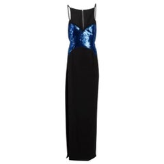 Mugler Black Sequinned Evening Maxi Dress Size M