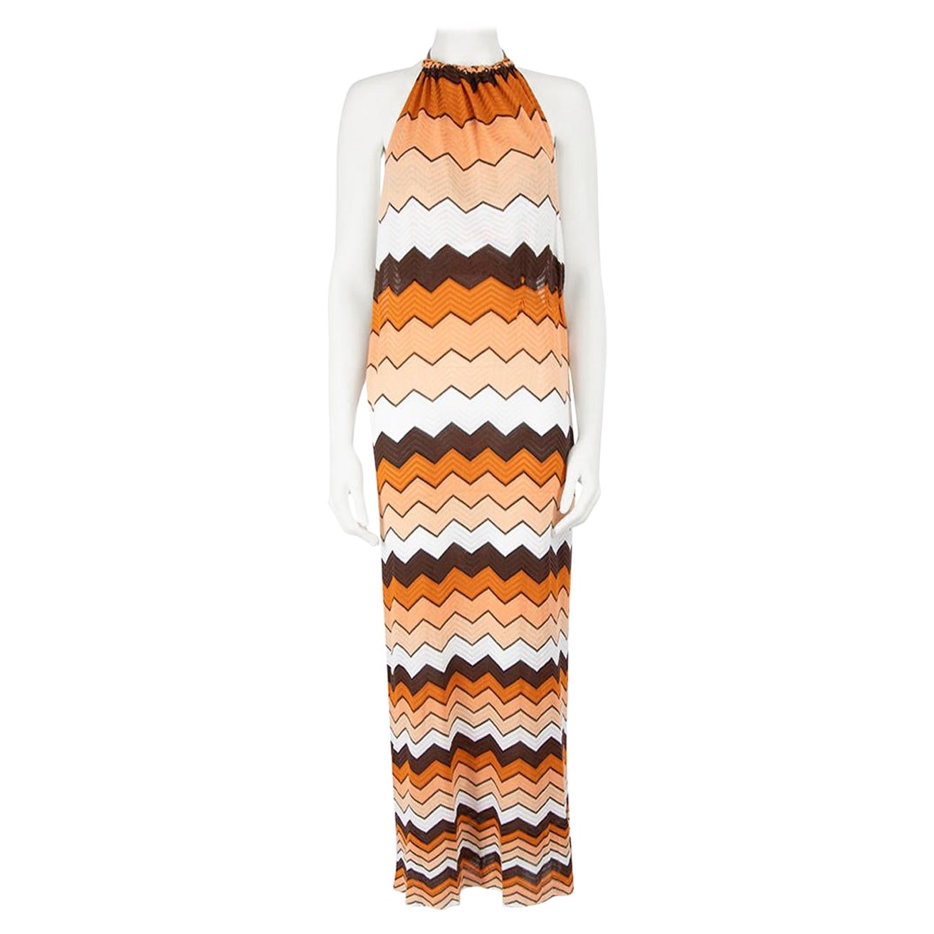 Missoni Zigzag Halterneck Woven Maxi Dress Size XS For Sale