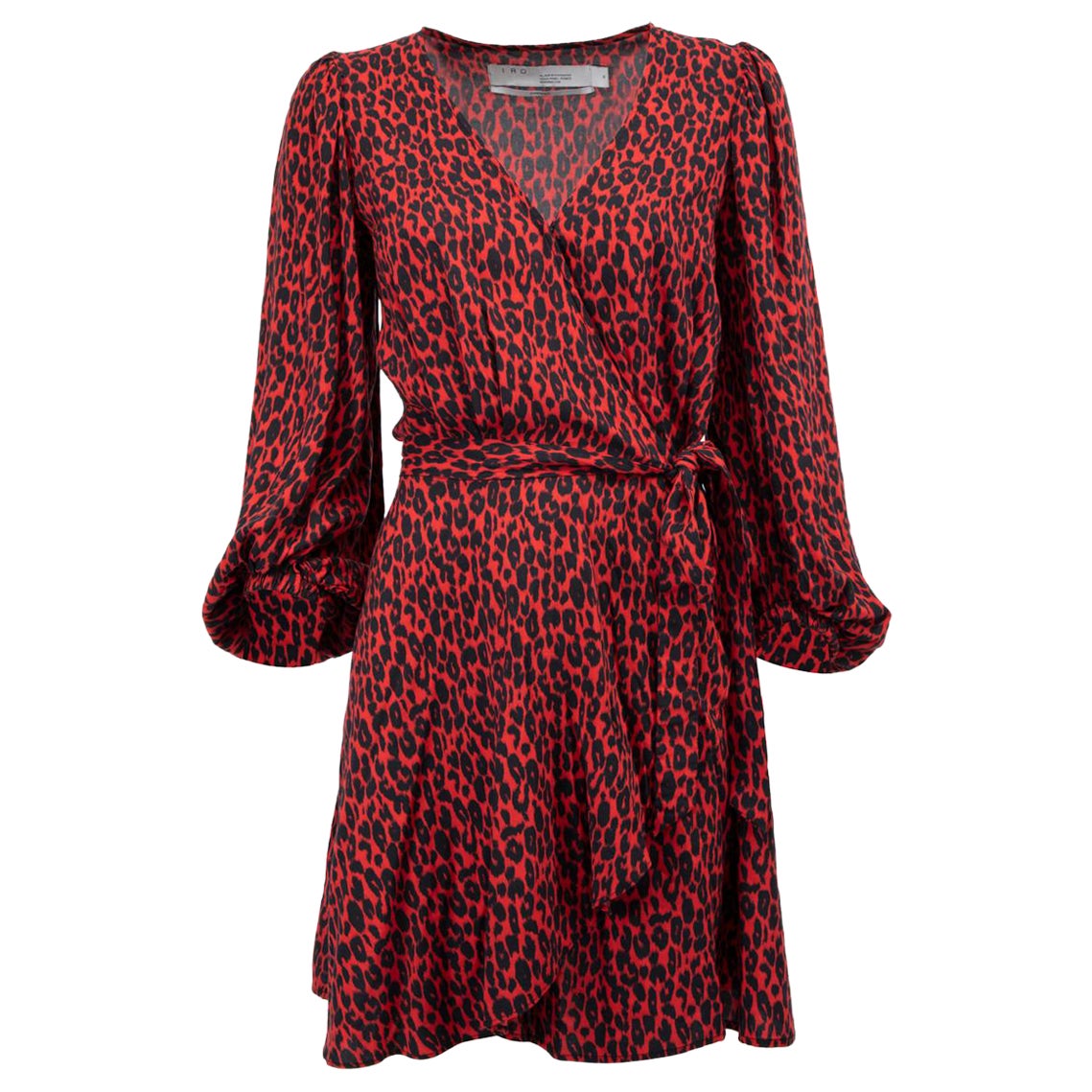 Iro Red Leopard Mini Wrap Dress Size S For Sale