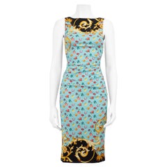 Dolce & Gabbana Blue Baroque Floral Print Dress Size XS