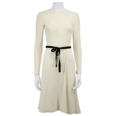 Roland Mouret Cream Full Zip Belted Midi Dress Size S