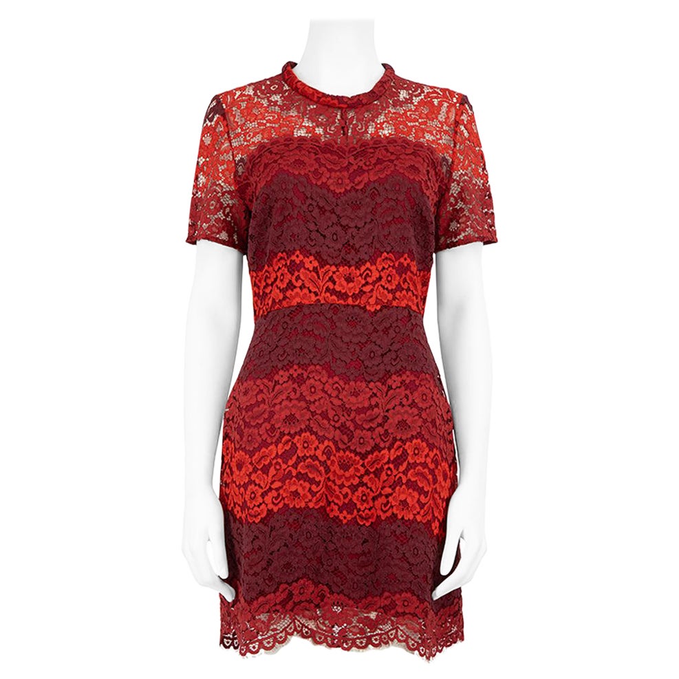 Sandro Red Lace Dress Size L For Sale