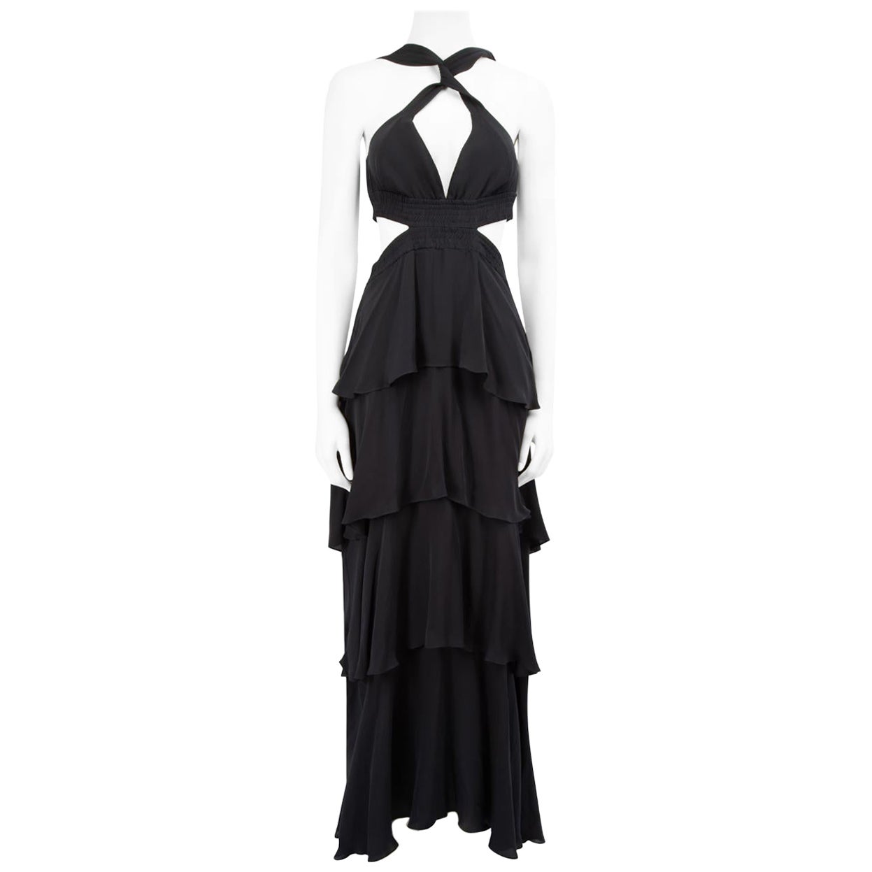 A.L.C. Black Silk Cut Out Maxi Dress Size L For Sale