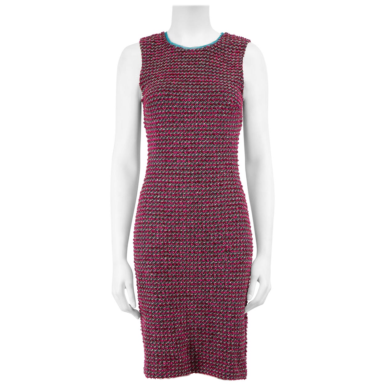 St. John Pink Tweed Contrast Neckline Dress Size XS