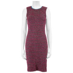 Used St. John Pink Tweed Contrast Neckline Dress Size XS