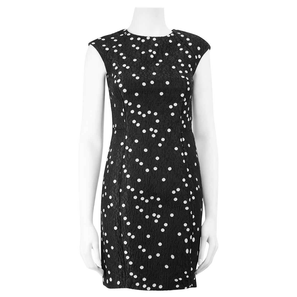 Carolina Herrera Black Polka Dot Jacquard Dress Size XS For Sale