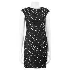 Used Carolina Herrera Black Polka Dot Jacquard Dress Size XS