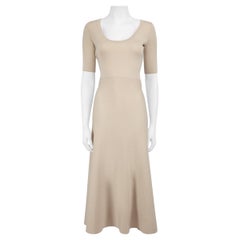 Gabriela Hearst Ecrufarbenes Kleid aus Wollstrick mit rundem Ausschnitt Größe XS