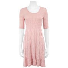 Missoni M Missoni Pink Knitted Knee-Length Dress Size XS