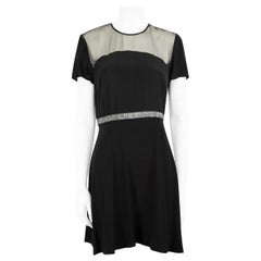 Sandro Black Silk Metallic Waist Mini Dress Size L