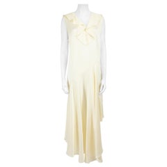 Used Fendi Ecru V-Neck Frill Maxi Dress Size L