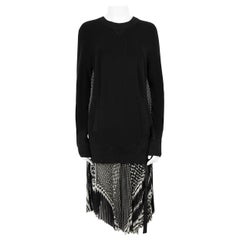 Used Sacai Black Knitted Printed Panel Midi Dress Size L