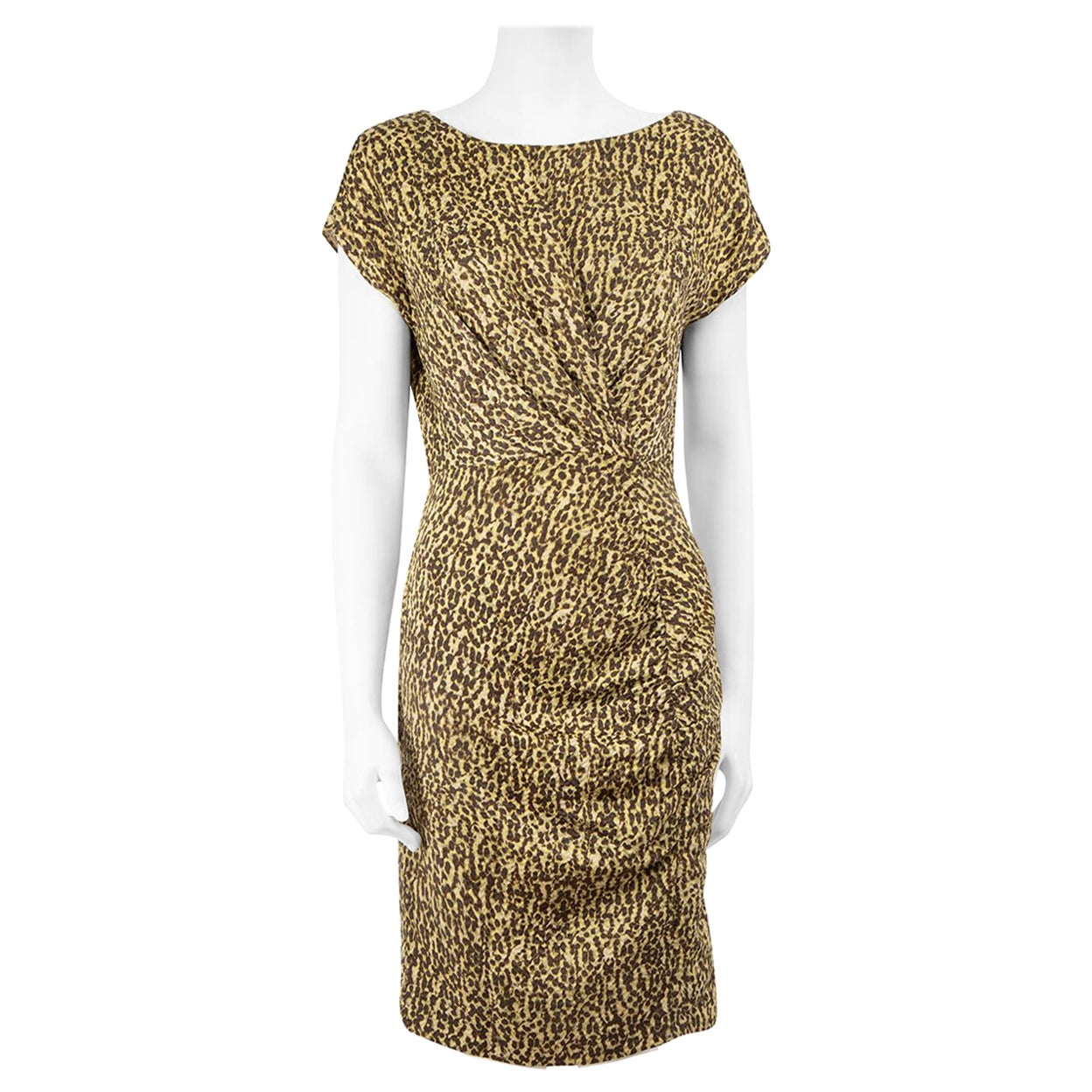 Carolina Herrera Leopard Wool Knee Length Dress Size S For Sale