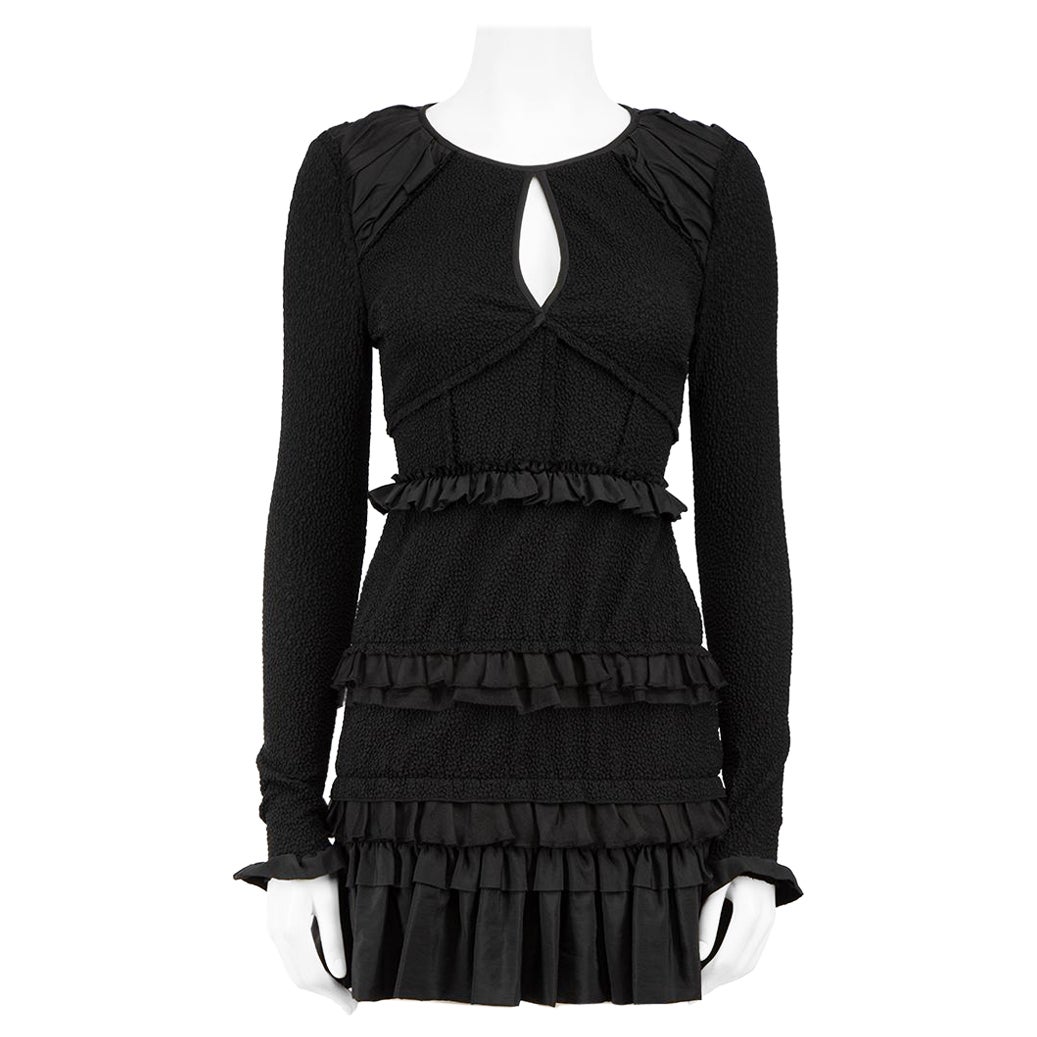 Nina Ricci Black Ruffle Trim Mini Dress Size S For Sale