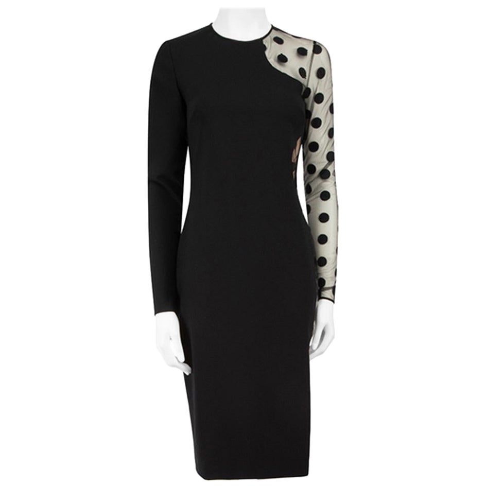 Stella McCartney Black Polkadot Sheer Panel Dress Size M For Sale