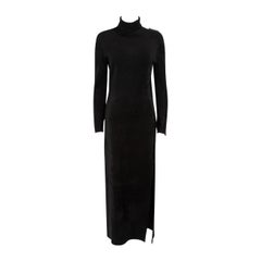 Balenciaga Robe longue à col roulé en stretch noir Taille M