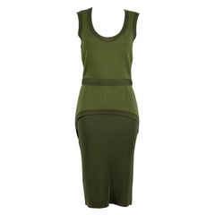 Used Givenchy Green Sleeveless Layered Midi Dress Size S