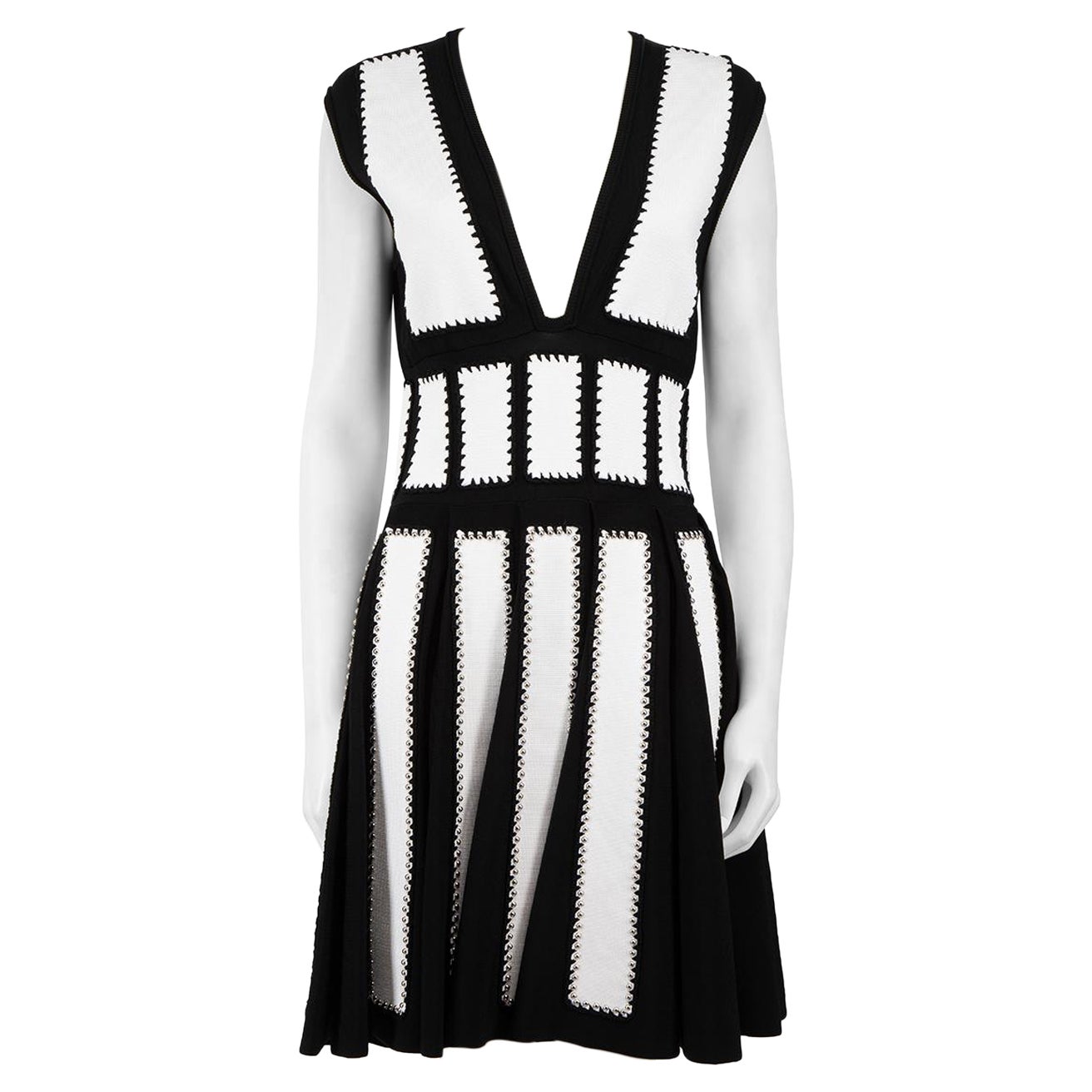 Givenchy Black & White Knit Panelled Dress Size M For Sale