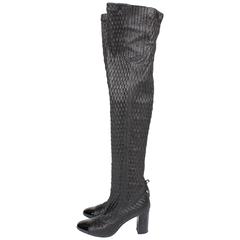 Chanel strech leather Thigh-high Boots - black 11