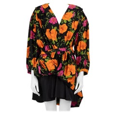 Mini robe à col en V imprimé floral Balenciaga, taille M