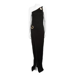 Balmain Black One-Shoulder Eyelet Maxi Dress Size L
