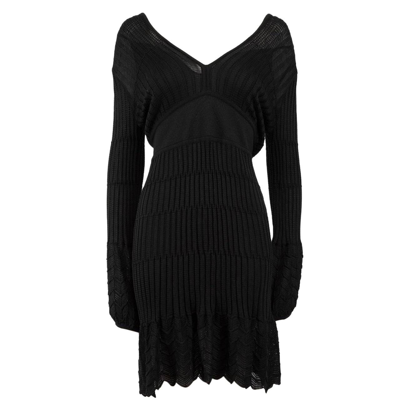 Missoni M Missoni Black Textured Knit Knee Length Dress Size L For Sale