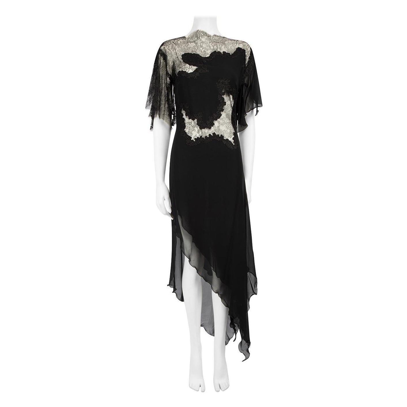 Julien Macdonald AW 2002 Vintage Black Silk Dress Size M For Sale