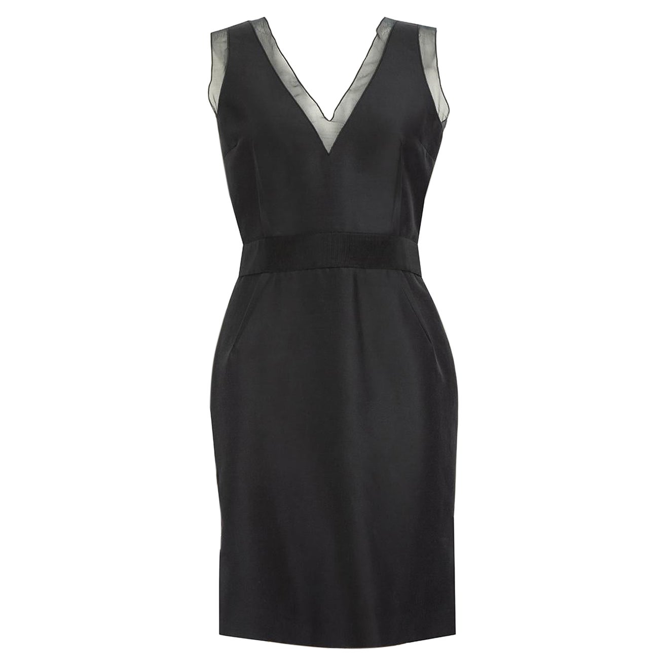 Giambattista Valli Black Sheer Panel Neck Dress Size M For Sale