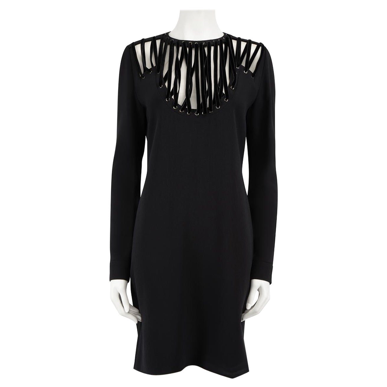 Tom Ford Black Laced Neck Long Sleeve Dress Size M For Sale