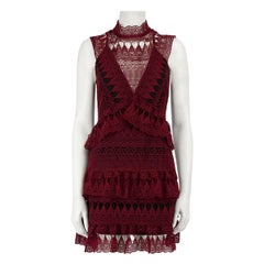 Self-Portrait Burgundy Guipure Lace Mini Dress Size M