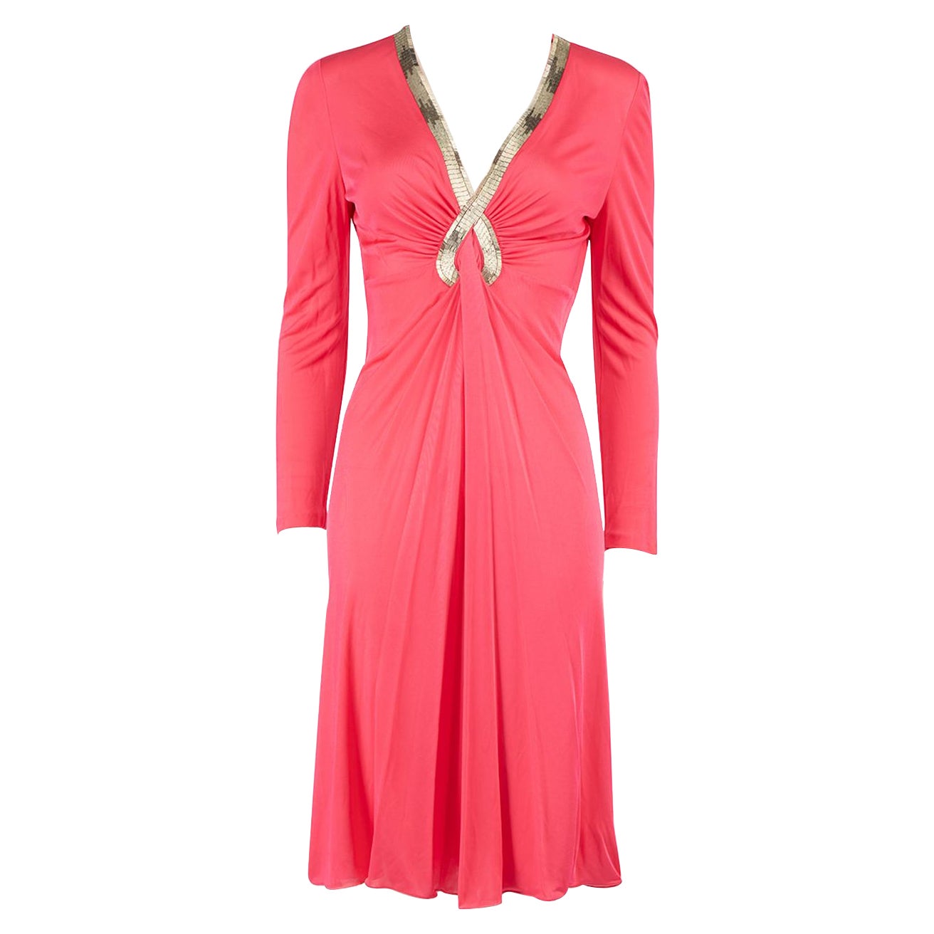 Emilio Pucci Pink Long Sleeve Embellished Dress Size L