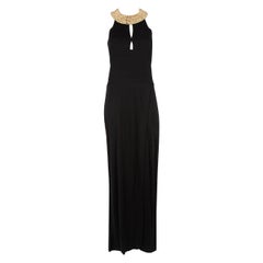 Balmain Black Embellished Neck Sleeveless Gown Size L