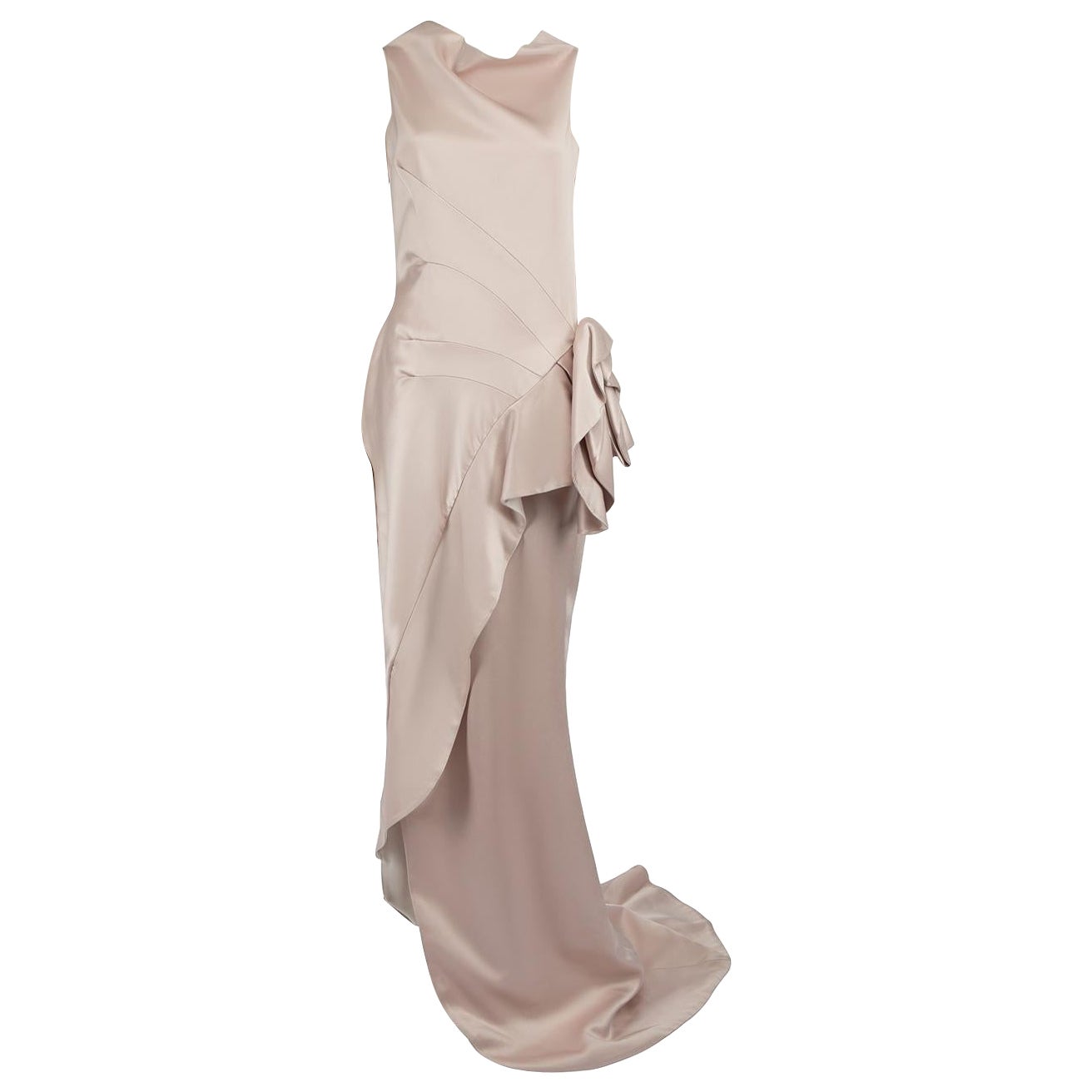 Maticevski SS19 Pink Cowl Neck Asymmetric Gown Size L For Sale