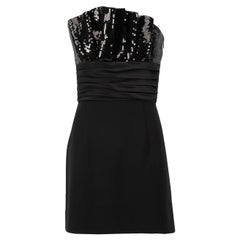 Saint Laurent Black Strapless Sequin Bustier Mini Dress Size M