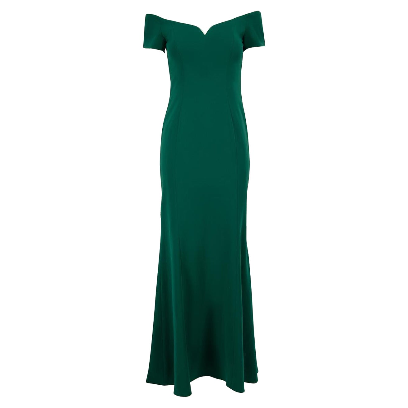 Badgley Mischka Green Sweetheart Neck Maxi Dress Size XXS For Sale