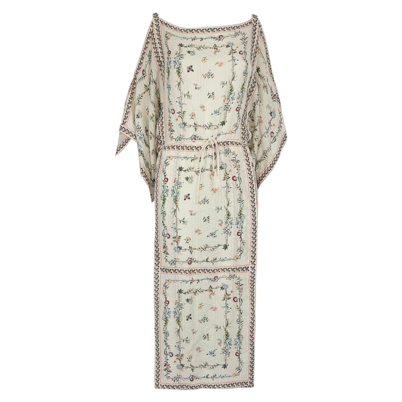 Vilshenko White Silk Floral Cold-Shoulder Dress Size S For Sale