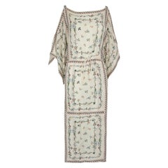 Vilshenko Robe à épaules dénudées à fleurs en soie blanche, taille S