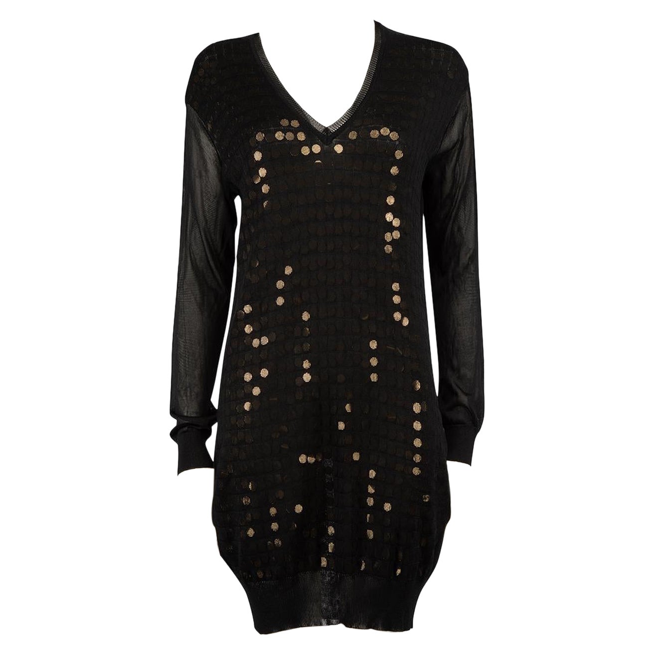 Stella McCartney Black Sequin Knit Jumper Dress Size S For Sale