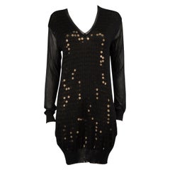 Stella McCartney - Robe pull en maille noire à sequins, taille S