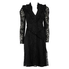 Altuzarra Black Lace Ruffle Trim Dress Size M